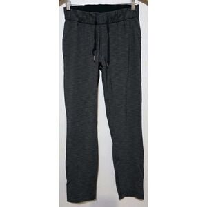 Lululemon On The Fly Pant Heathered Black Gray‎ 4 Drawstring Pull On Lounge EUC